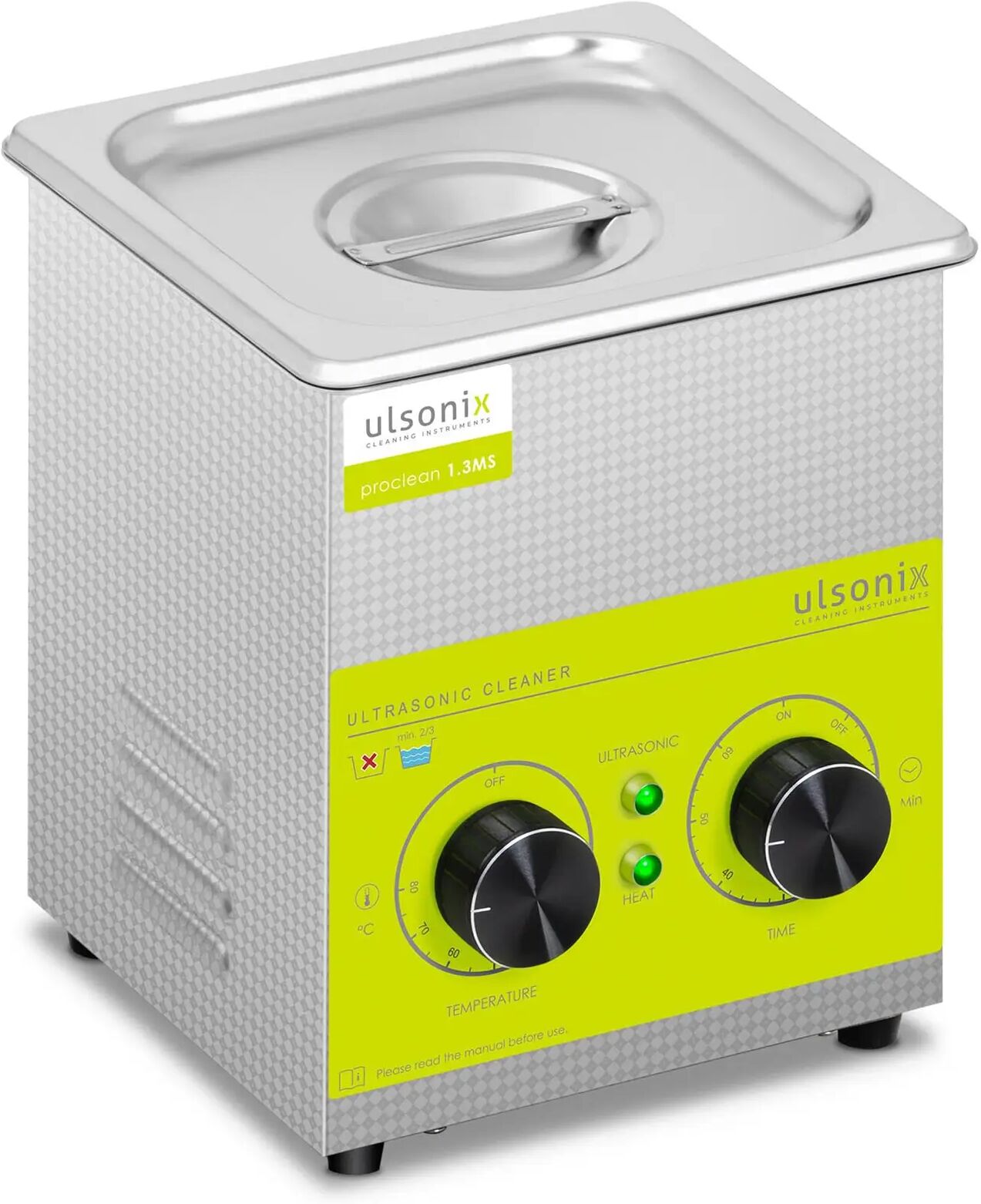 ulsonix Lavatrice a ultrasuoni - 1,3 litri - 60 W - Acciaio inox di qualità PROCLEAN 1.3MS