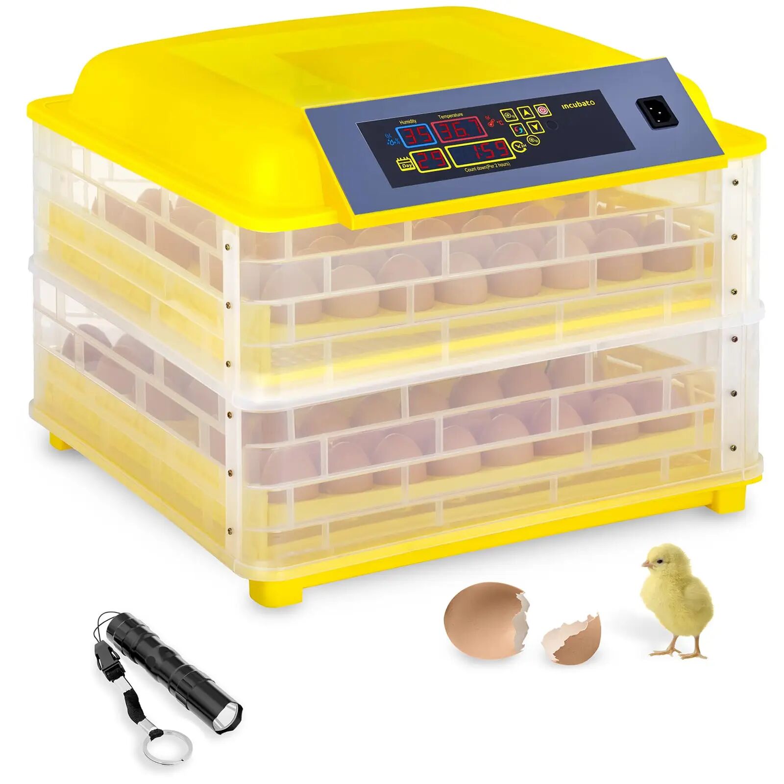 incubato Incubatrice per uova professionale - 96 uova - lampada sperauova inclusa - completamente automatica IN-96DDI