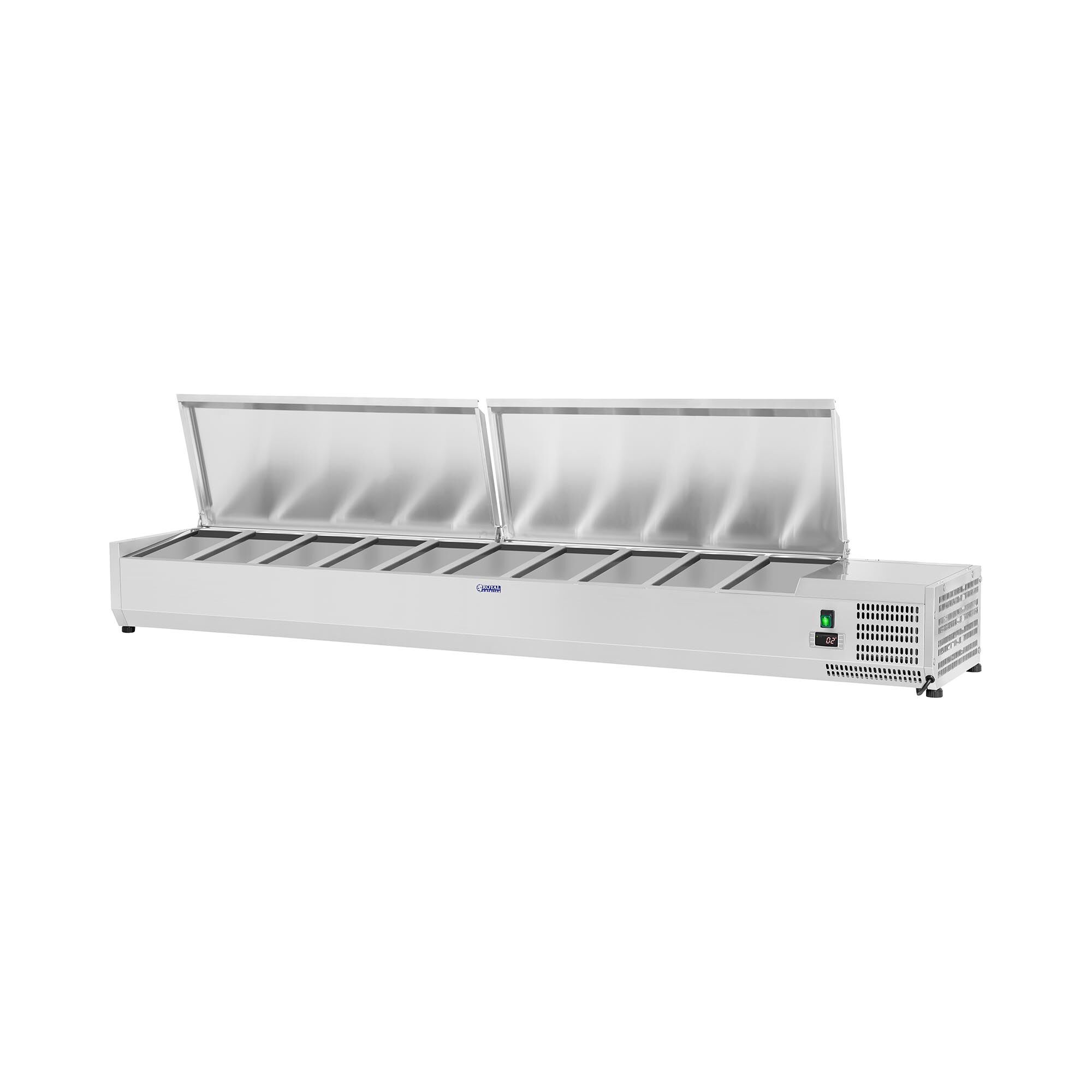 Royal Catering Vetrina refrigerata - 200 x 33 cm - 10 contenitori GN 1/4 RCKV-200/33-10S Royal Catering Vetrina refrigerata - 200 x 33 cm - 10 contenitori GN 1/4 RCKV-200/33-10S