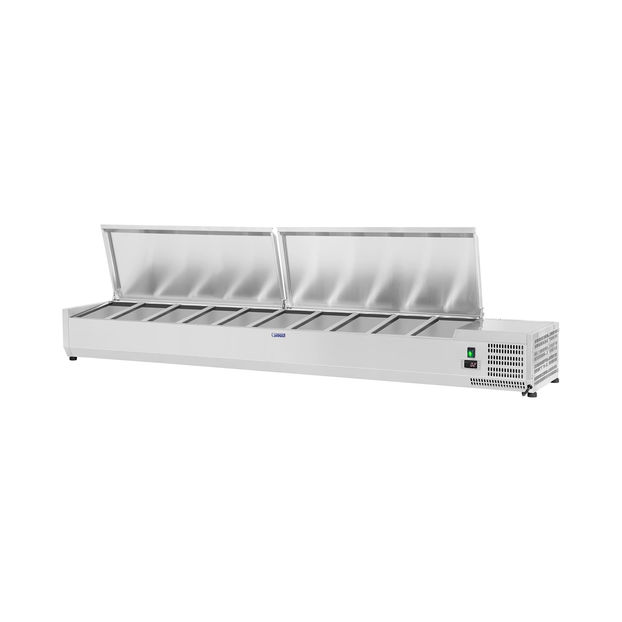 Royal Catering Vetrina refrigerata - 200 x 33 cm - 10 contenitori GN 1/4 RCKV-200/33-10S