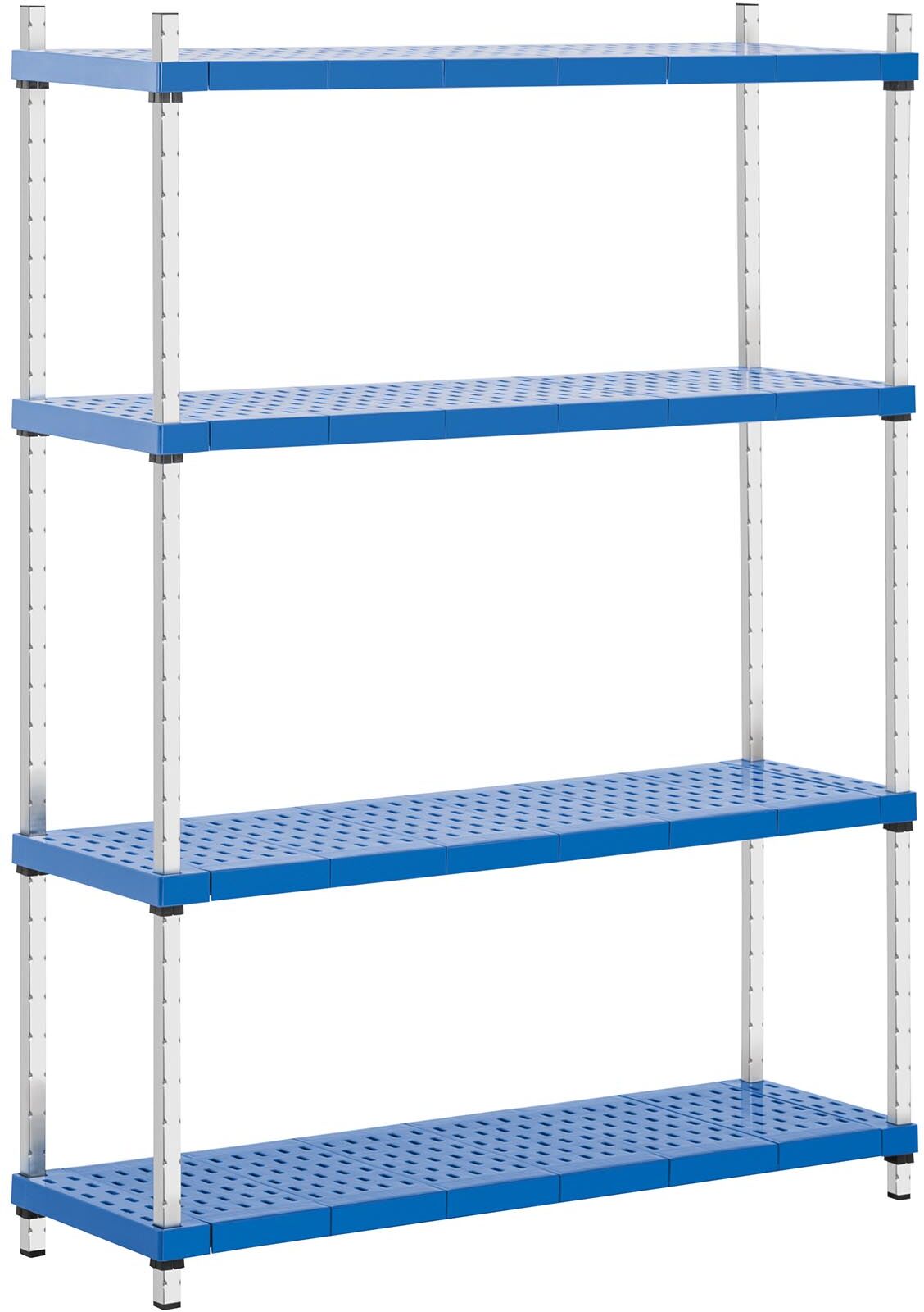 Royal Catering Scaffale in acciaio inox e polipropilene - 4 ripiani - 121 x 37 x 160 cm - 160 kg RC-SR4L1190