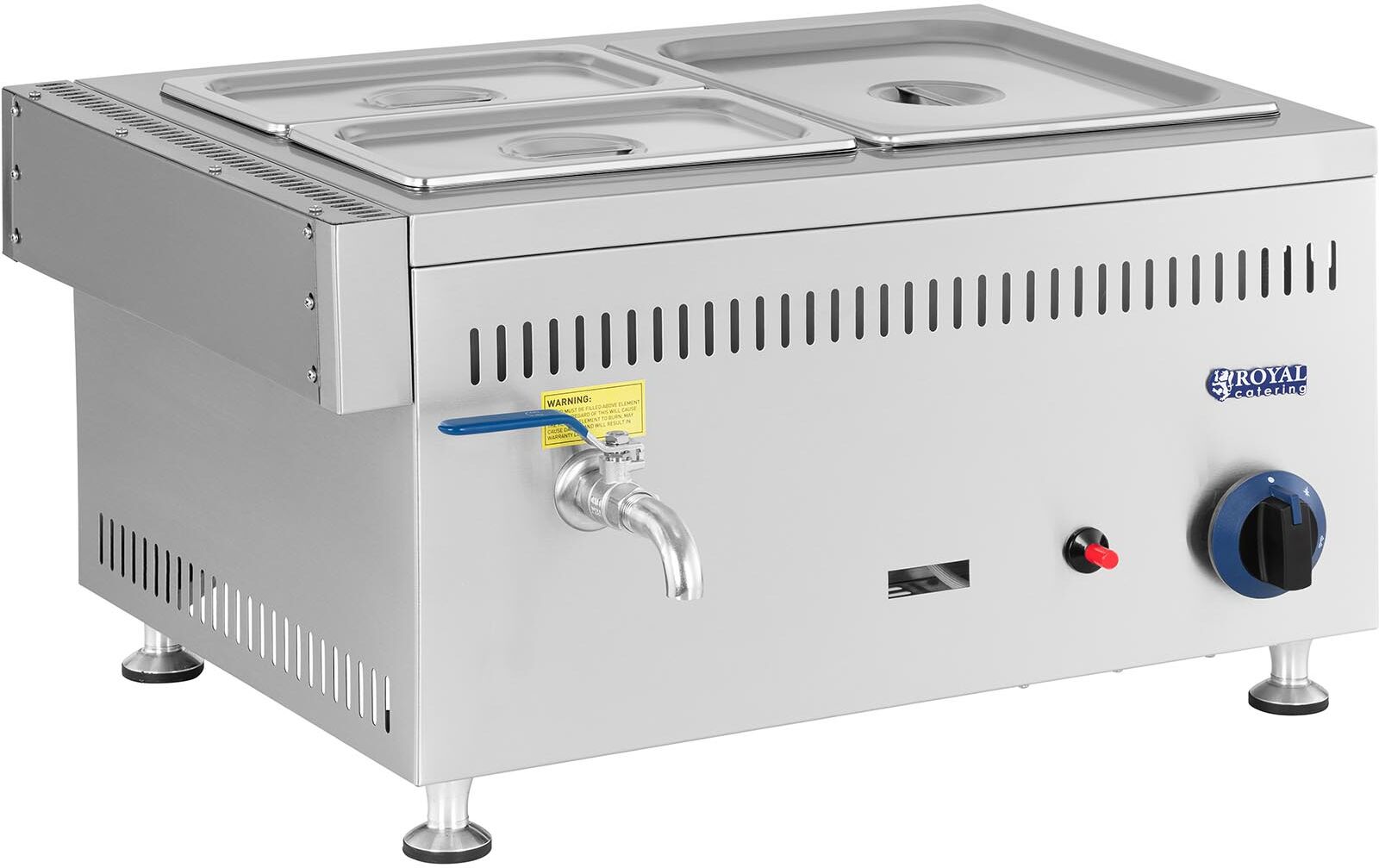 Royal Catering Bagnomaria a gas - 3300 W - 1 GN da 1/2 + 2 GN da 1/4 - 0,03 bar - G31 RC-BMG4437 Royal Catering Bagnomaria a gas - 3300 W - 1 GN da 1/2 + 2 GN da 1/4 - 0,03 bar - G31 RC-BMG4437