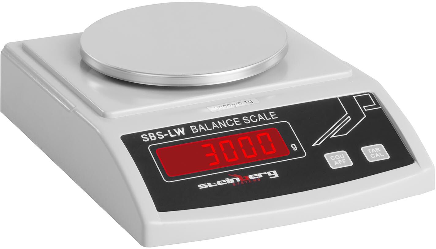 Steinberg Bilancia di precisione - 3000 g / 0,1 g - bianco SBS-LW-3000N Steinberg Bilancia di precisione - 3000 g / 0,1 g - bianco SBS-LW-3000N