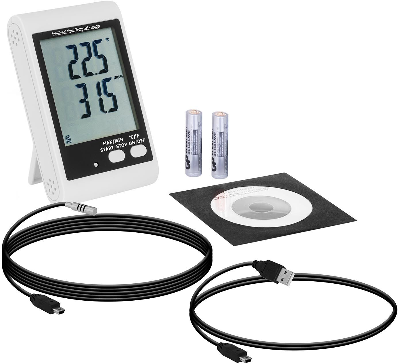 Steinberg Data logger per temperatura e umidità - LCD - (-40) fino a +125 °C - 0 - 100 % rH - Sensore esterno SBS-DL-123E