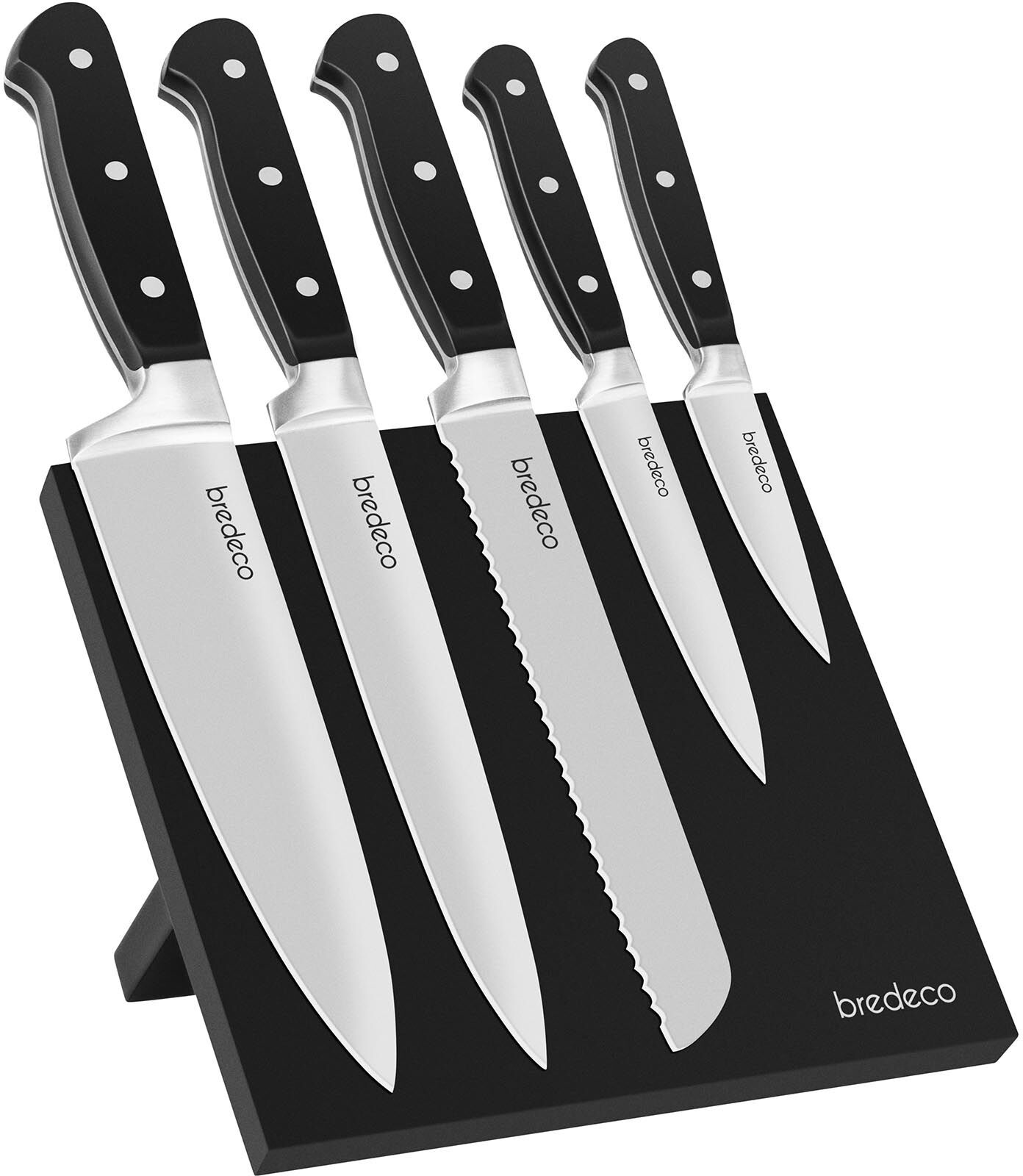 bredeco Set coltelli da cucina con ceppo portacoltelli magnetico - 5 coltelli BCKB-6PM bredeco Set coltelli da cucina con ceppo portacoltelli magnetico - 5 coltelli BCKB-6PM