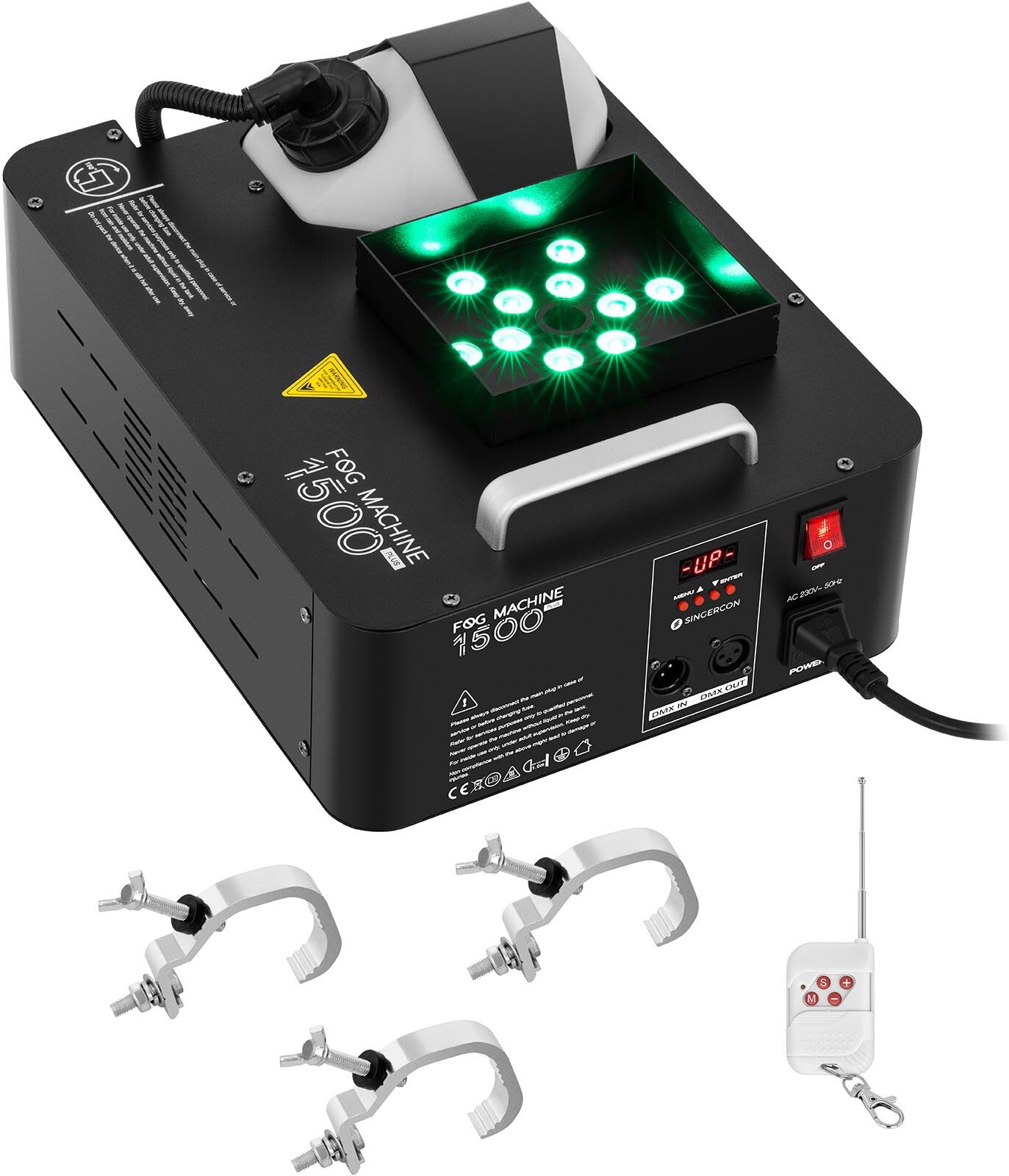 Singercon Macchina per il fumo - 1.500 W - 509 m³ - LED 12 x 3 W - Connessione DMX CON.FM-1500 12L Singercon Macchina per il fumo - 1.500 W - 509 m³ - LED 12 x 3 W - Connessione DMX CON.FM-1500 12L