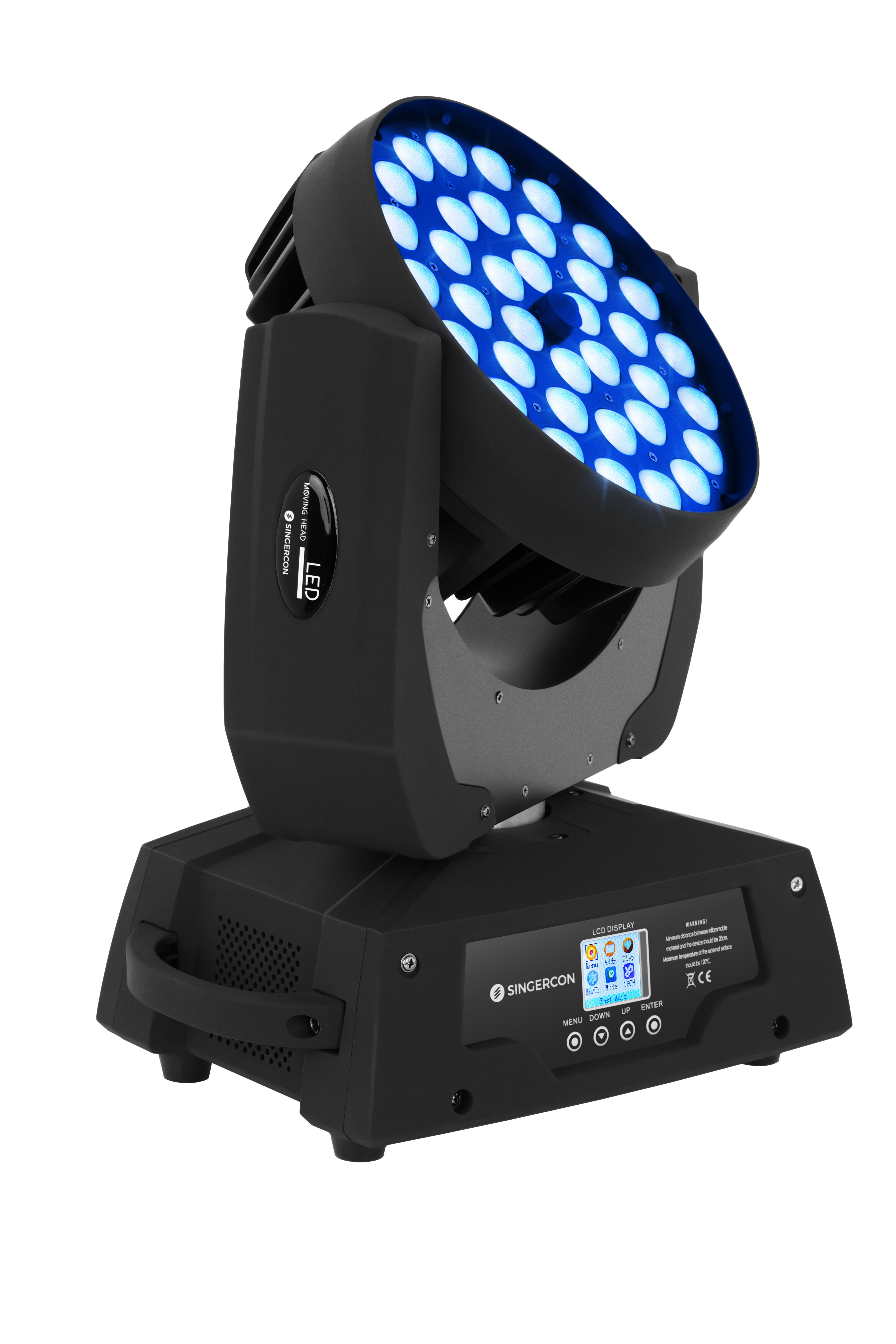 Singercon Testa mobile LED professionale - Zoom - 36 LED - 450 W CON.LMHZ-36/10/RGBW