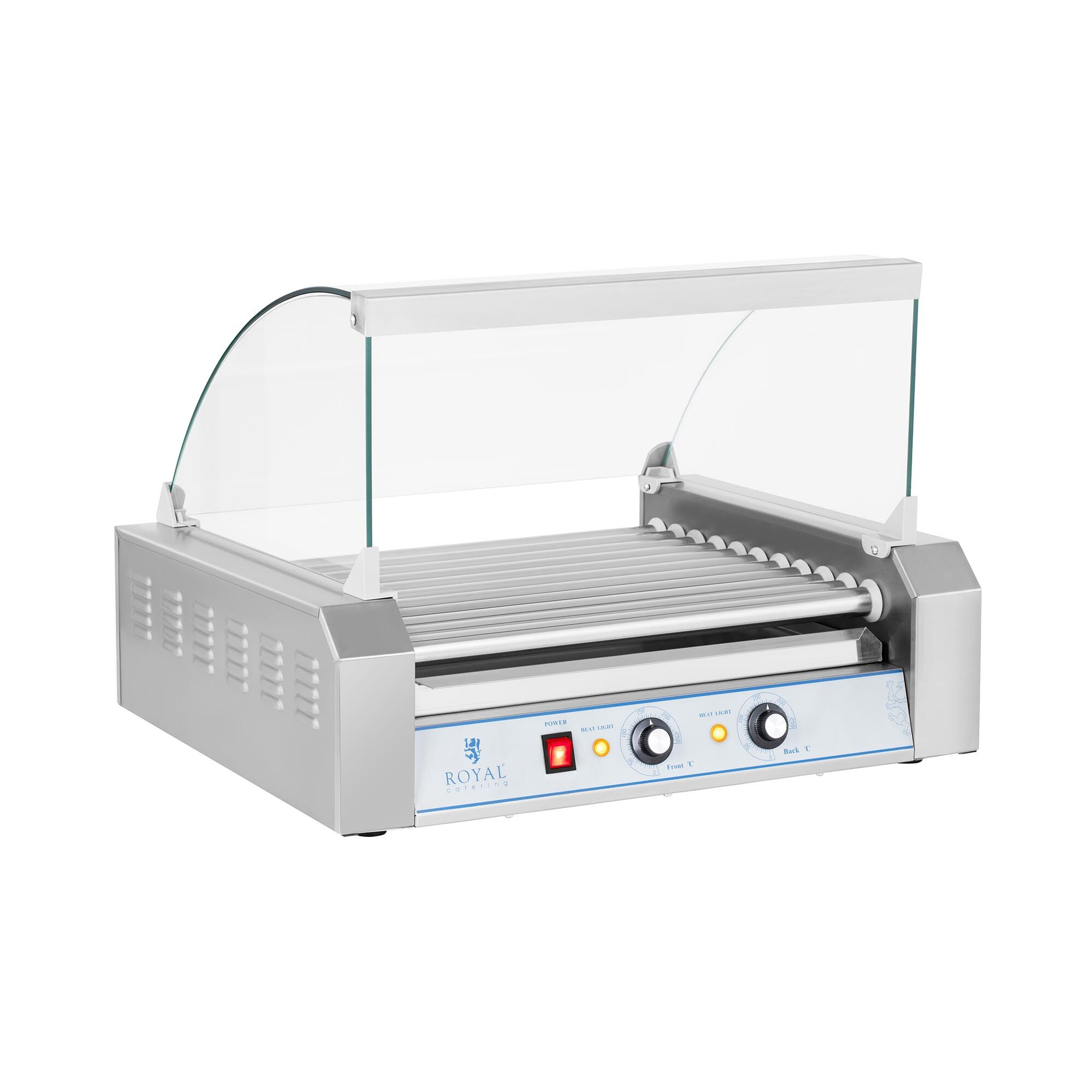 Royal Catering Cuoci wurstel - 11 Rulli - Acciaio inox RCHG-11E   HOT DOG MAKER 11 ROLLEN Royal Catering Cuoci wurstel - 11 Rulli - Acciaio inox RCHG-11E   HOT DOG MAKER 11 ROLLEN