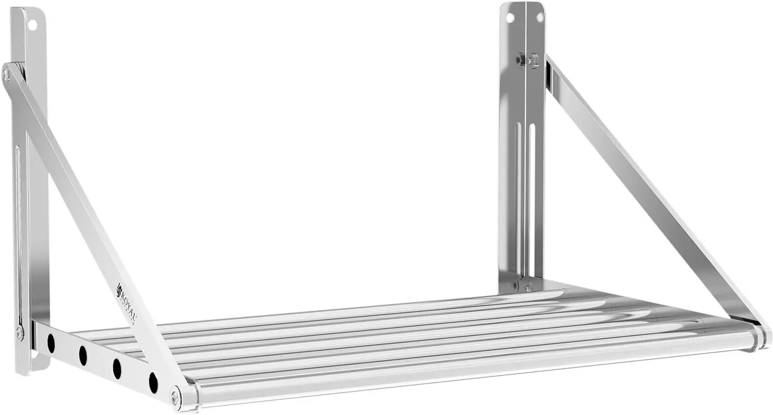 royal catering mensola pieghevole a muro in acciaio inox - design a barre - 60 x 45 cm - 40 kg rc-tfwh6045