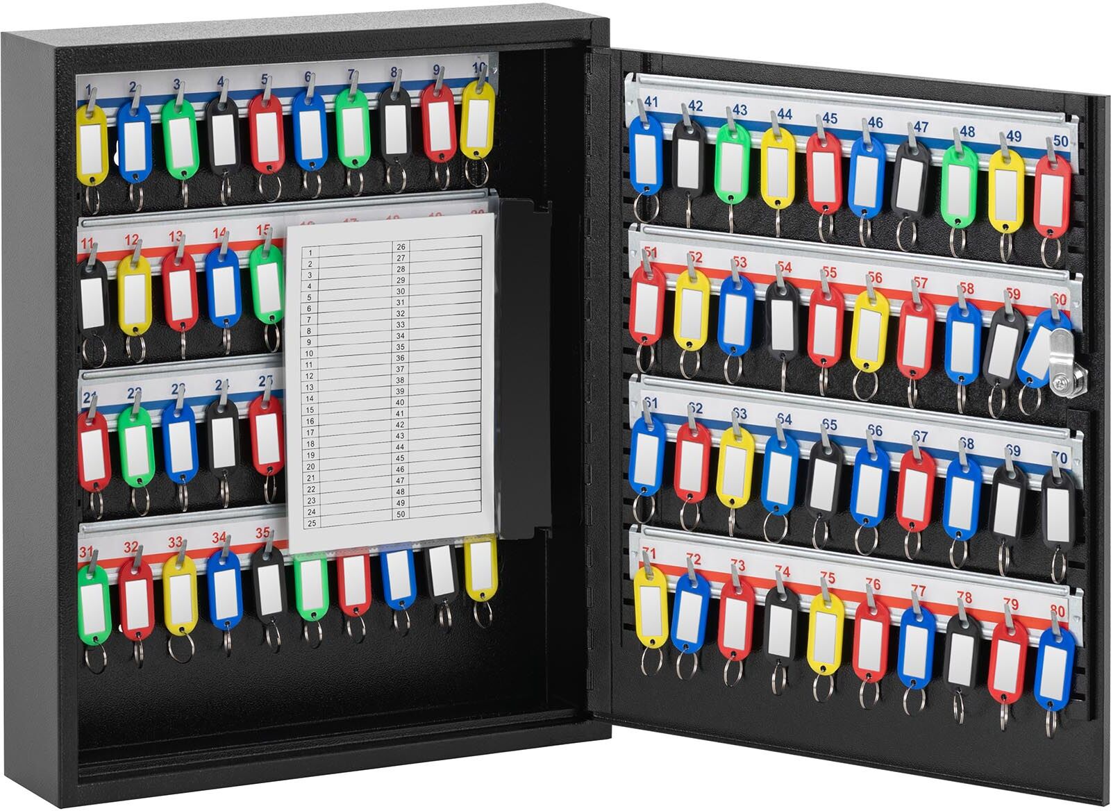 Stamony Cassetta portachiavi da parete - per 80 chiavi - portachiavi incluso ST-KB-80P Stamony Cassetta portachiavi da parete - per 80 chiavi - portachiavi incluso ST-KB-80P