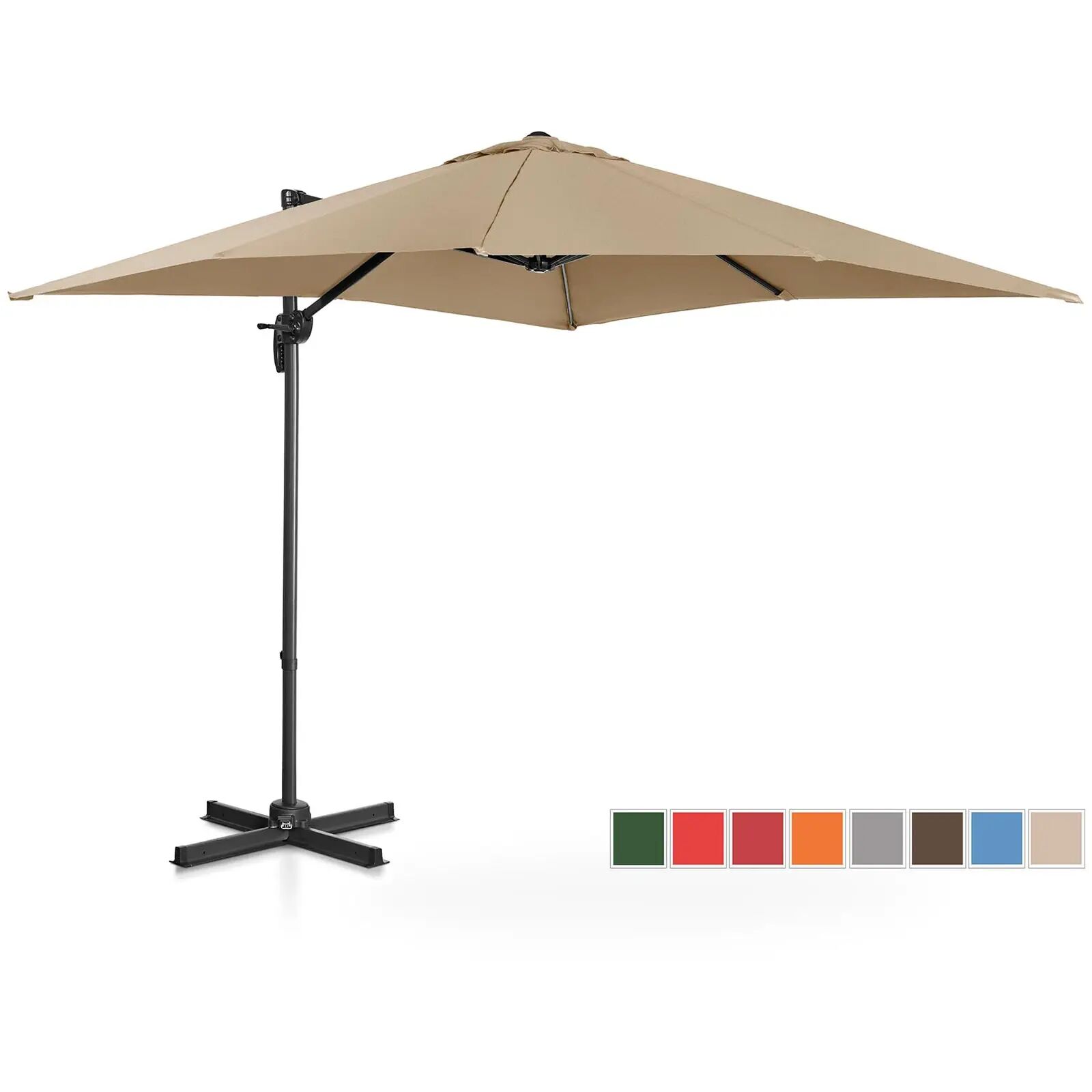 uniprodo ombrellone decentrato - grigio talpa - quadrato - 250 x 250 cm - inclinabile e girabile uni_umbrella_2sq250ta_n