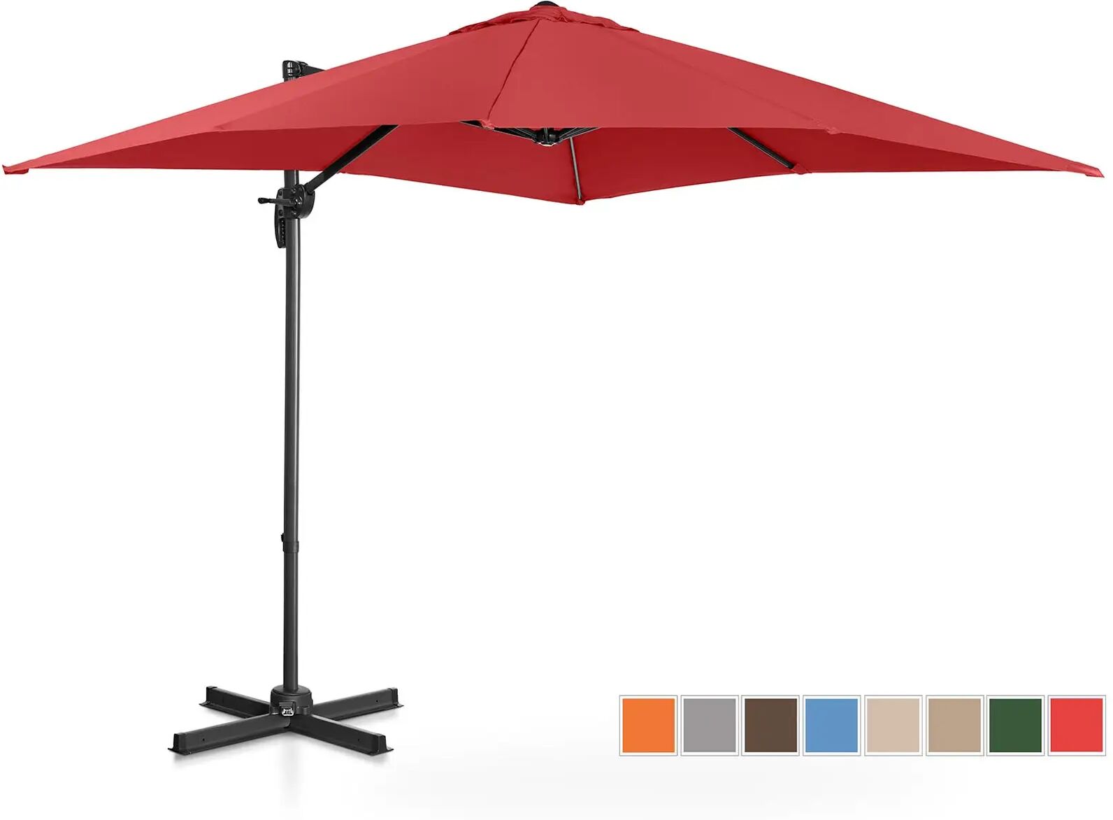 Uniprodo Ombrellone decentrato - bordeaux - rotondo - Ø 250 cm - girevole UNI_UMBRELLA_2SQ250BO