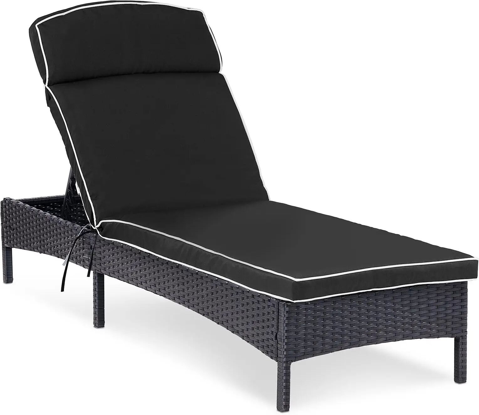 Uniprodo Lettino prendisole - Nero - Rattan - Schienale regolabile UNI_SUNBED_10