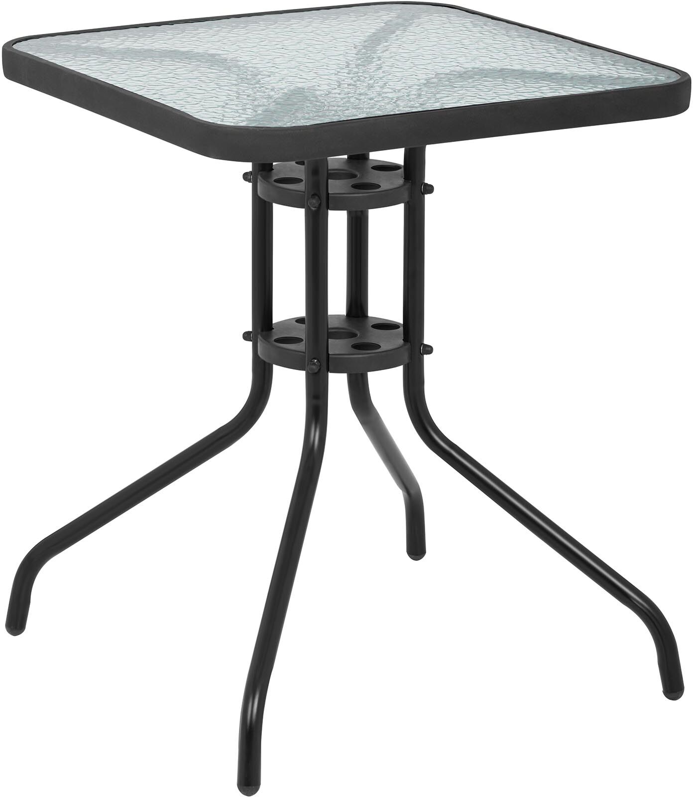 Uniprodo Tavolo da giardino - 60 x 60 cm - Piano in vetro - Nero UNI_TABLE_02