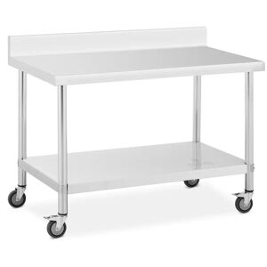 Royal Catering Tavolo inox con ruote - 70 x 120 cm - Alzatina - Capacità di carico 158 kg -  RCAT-120/70-WS