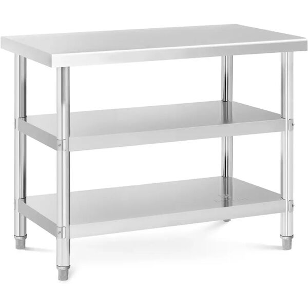 royal catering tavolo in acciaio inox - 100 x 60 x 5 cm - 185 kg - 2 ripiani -  rcat-100/60-ps3sh