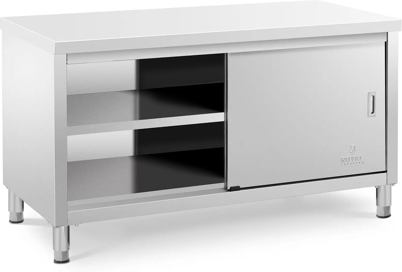 Royal Catering Tavolo armadiato inox - 150 x 70 x 85 cm - Capacità di carico: 600 kg RCSSCB-150X70-E