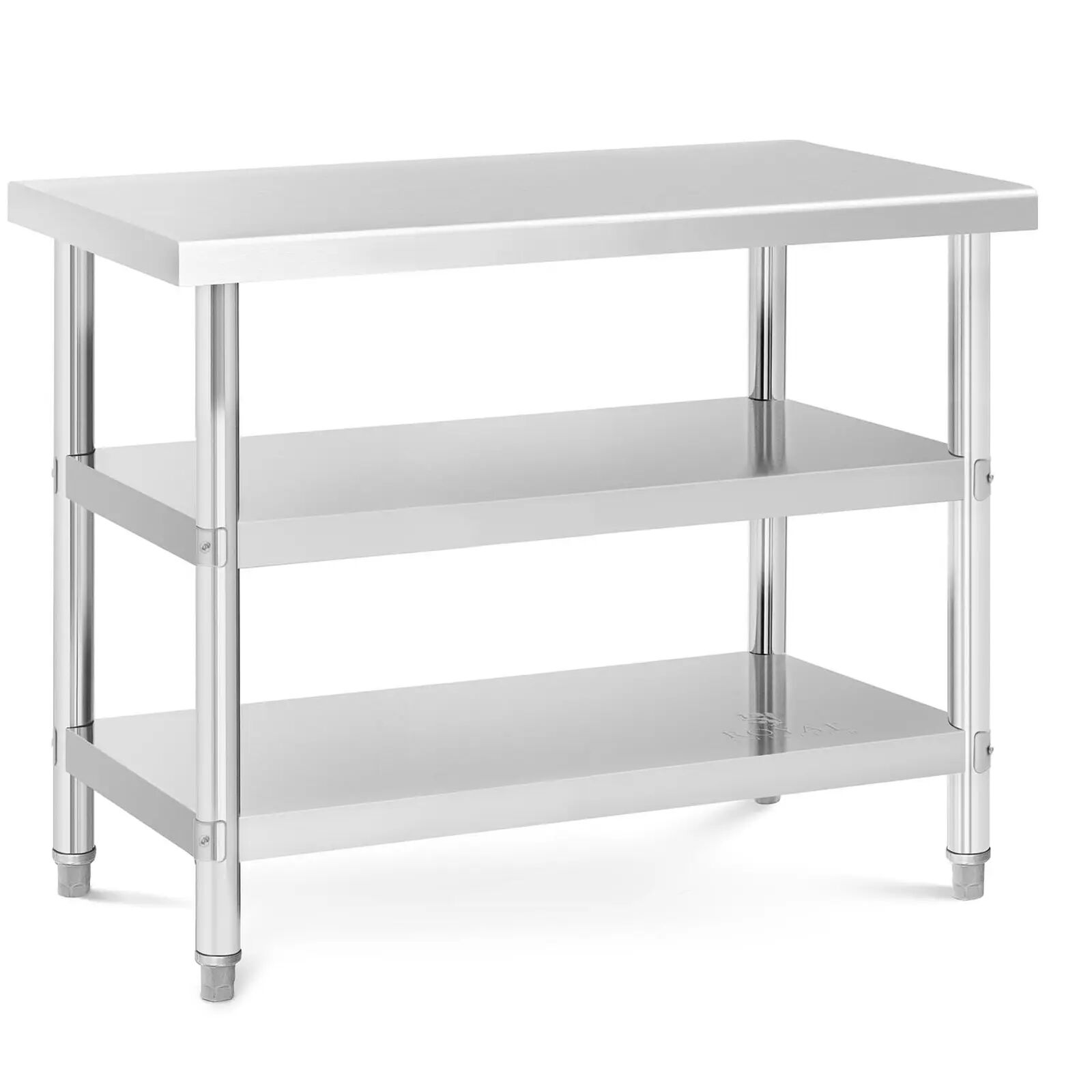 Royal Catering Tavolo in acciaio inox - 100 x 60 x 5 cm - 185 kg - 2 ripiani -  RCAT-100/60-PS3SH