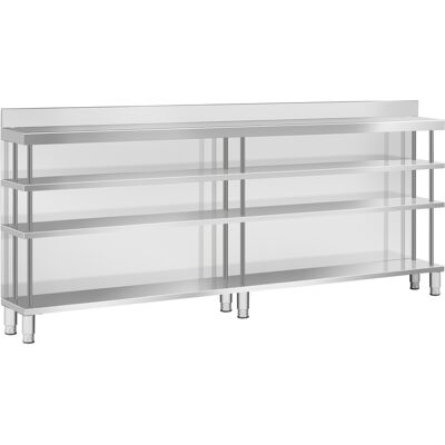 Royal Catering Tavolo da lavoro per bar - acciaio inox - 250 x 30 x 115 cm - 4 ripiani - retroscena - RCSBW-7 Royal Catering Tavolo da lavoro per bar - acciaio inox - 250 x 30 x 115 cm - 4 ripiani - retroscena - RCSBW-7