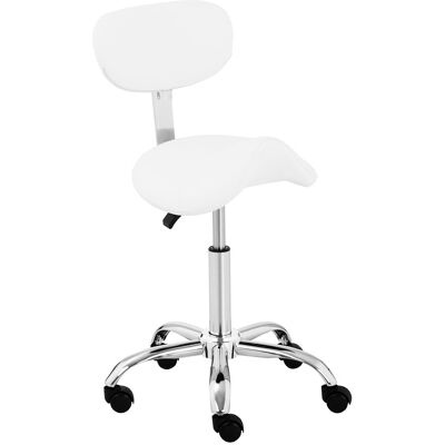 physa Sgabello per estetiste e parrucchieri - Con schienale, rotelle e sella di cavallo - 500 - 700 mm - 150 kg - Bianco HAMBURG WHITE physa Sgabello per estetiste e parrucchieri - Con schienale, rotelle e sella di cavallo - 500 - 700 mm - 150 kg - Bianco HAMBURG WHITE