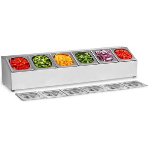 Royal Catering Espositore GN in acciaio inox - inclusi 6 contenitori GN 1/6 con coperchio RCPN 6