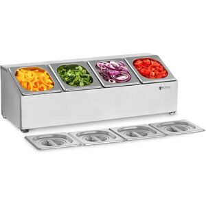 Royal Catering Espositore GN in acciaio inox - inclusi 4 contenitori GN 1/6 con coperchio RCPN 4