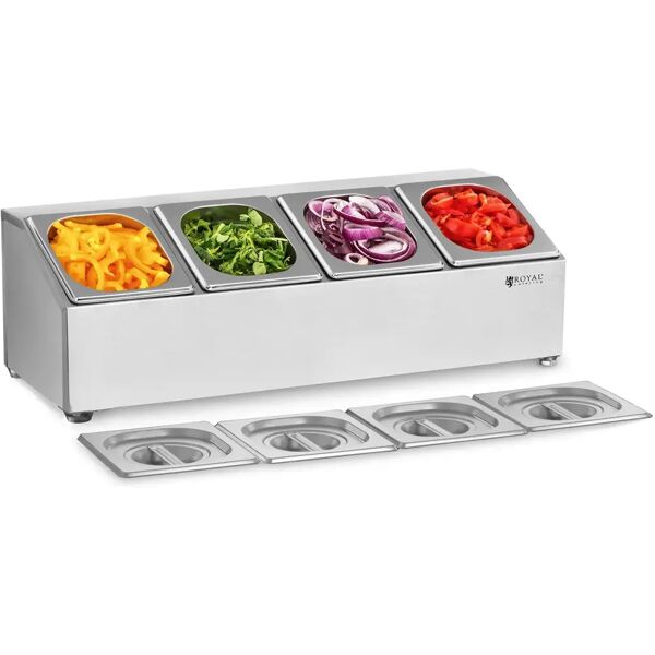 royal catering espositore gn in acciaio inox - inclusi 4 contenitori gn 1/6 con coperchio rcpn 4