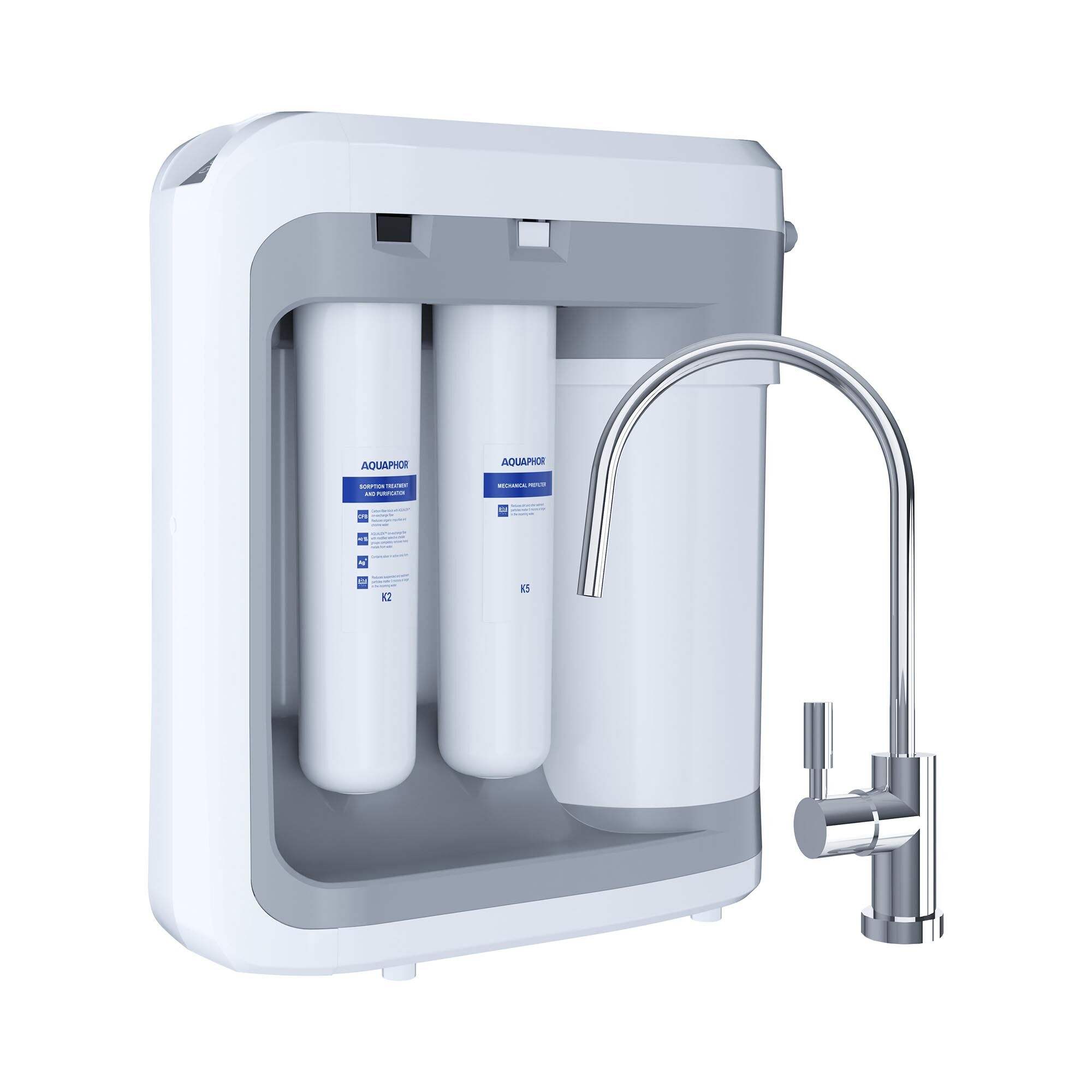 Aquaphor Depuratore acqua a osmosi inversa con filtro a carboni attivi - 450 l/giorno - rubinetto da cucina incluso RO-203