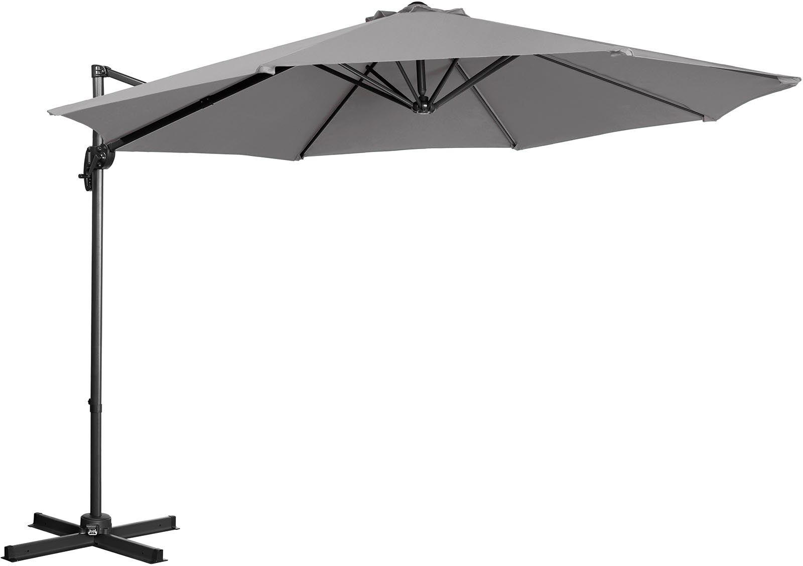 Uniprodo Ombrellone decentrato - grigio scuro - rotondo - Ø 300 cm - girevole UNI_UMBRELLA_2R300DG