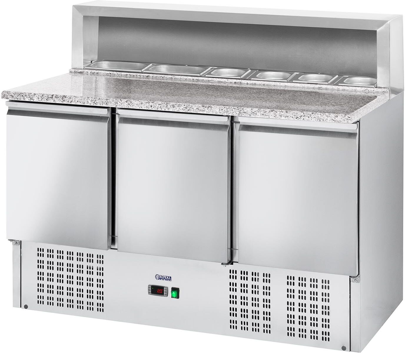 Royal Catering Banco pizza - 379 L - piano di lavoro in granito- 3 porte RCKT-136/70-6 Royal Catering Banco pizza - 379 L - piano di lavoro in granito- 3 porte RCKT-136/70-6