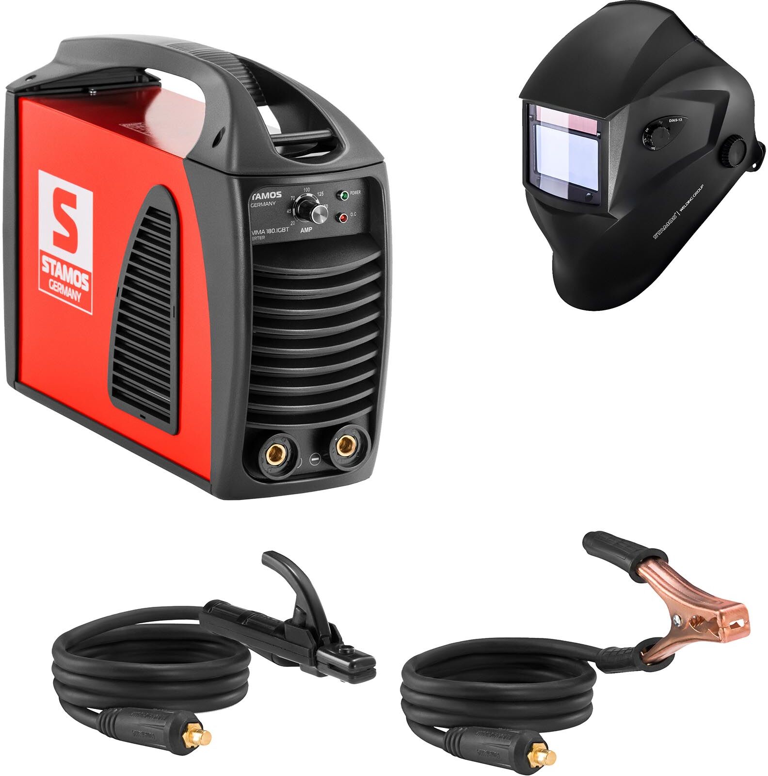Stamos Germany Set di saldatura Saldatrice MMA - 180 A - 230 V IGBT + Maschera da saldatore - Blaster - ADVANCED SERIES Stamos Germany Set di saldatura Saldatrice MMA - 180 A - 230 V IGBT + Maschera da saldatore - Blaster - ADVANCED SERIES