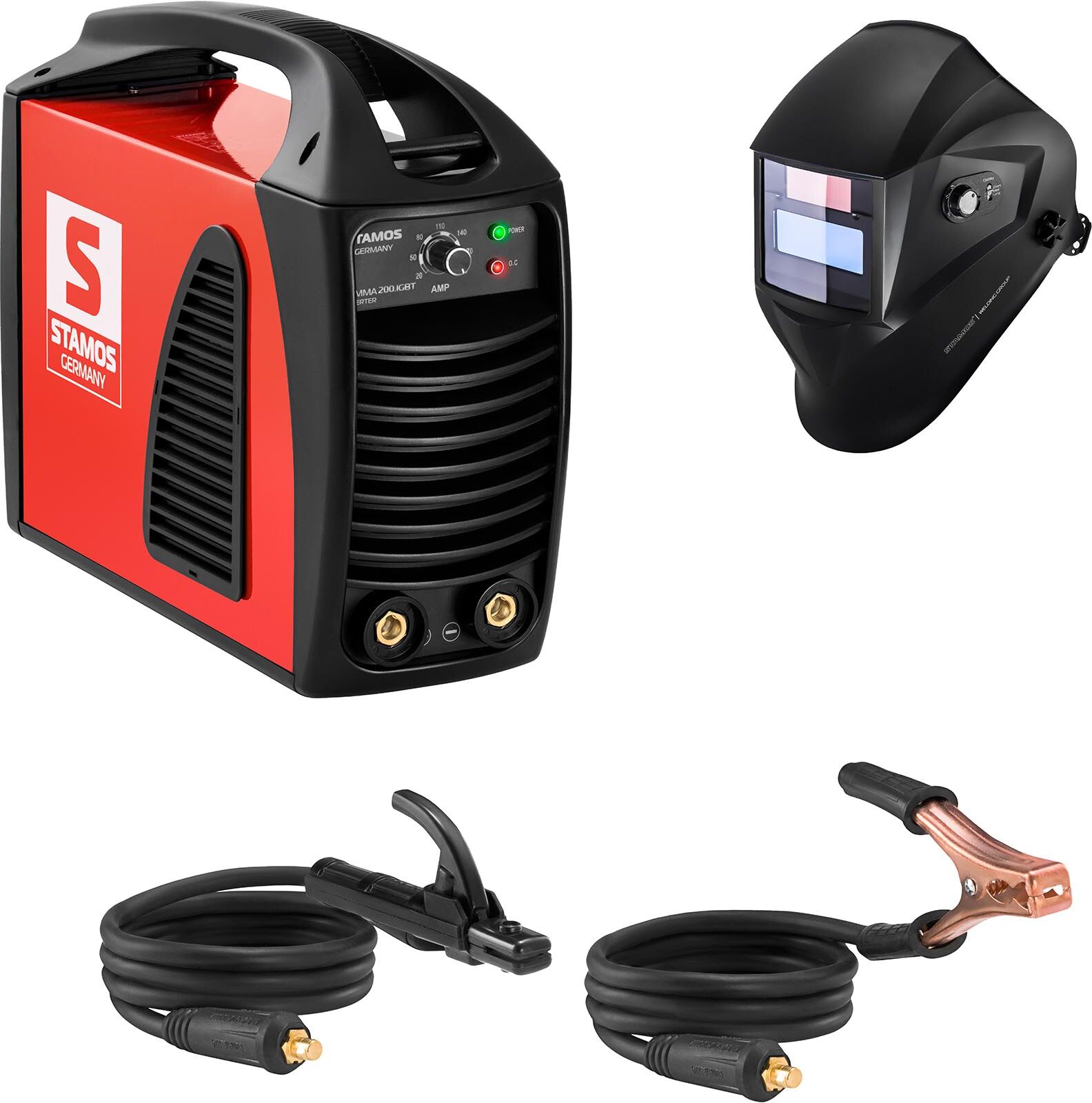 Stamos Germany Set di saldatura Saldatrice MMA - 200 A 230 V IGBT + Maschera da saldatore – Operator – EASY SERIES Stamos Germany Set di saldatura Saldatrice MMA - 200 A 230 V IGBT + Maschera da saldatore – Operator – EASY SERIES