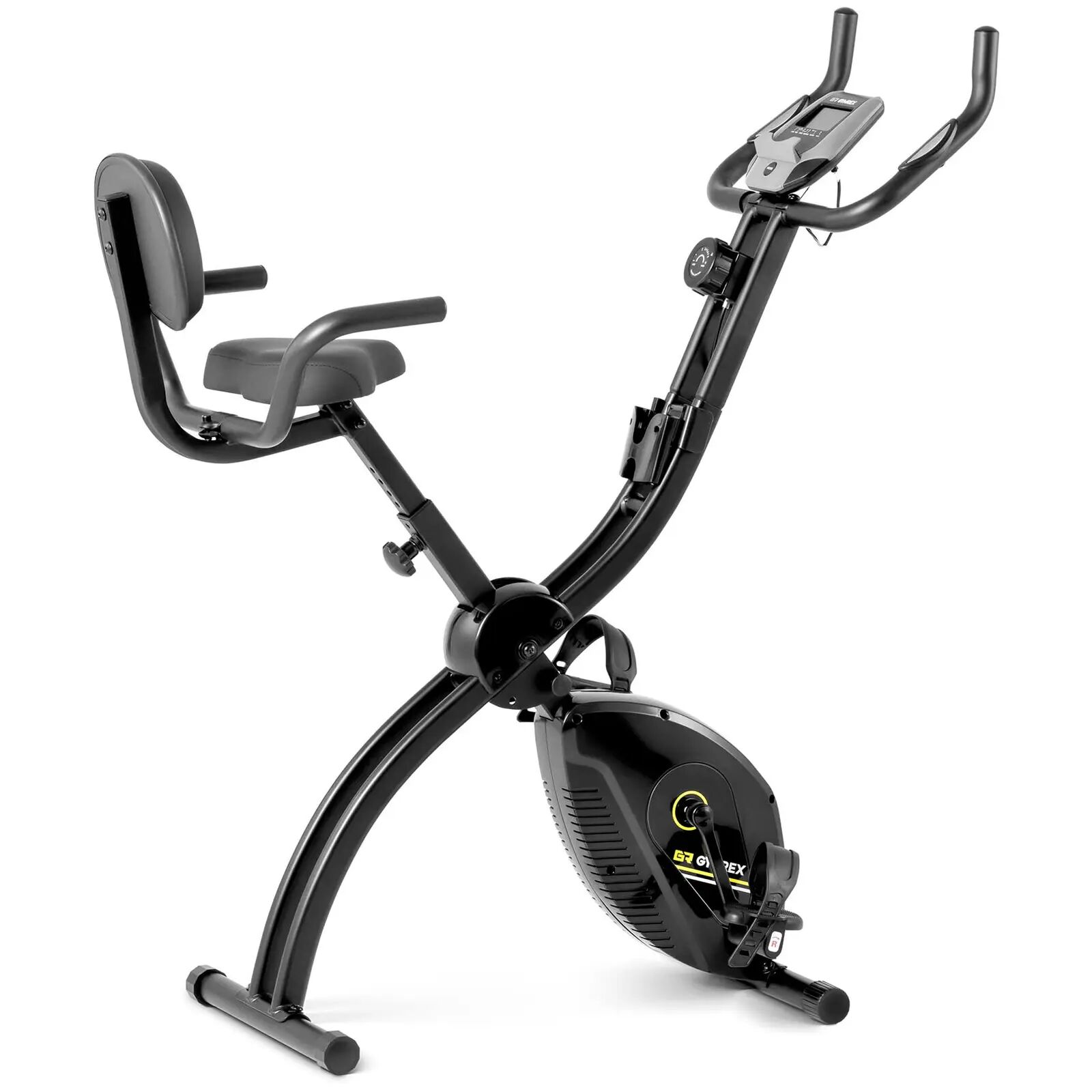 Gymrex Cyclette professionale richiudibile con schienale e impugnatura aggiuntiva - Nera/rossa GR-MG35