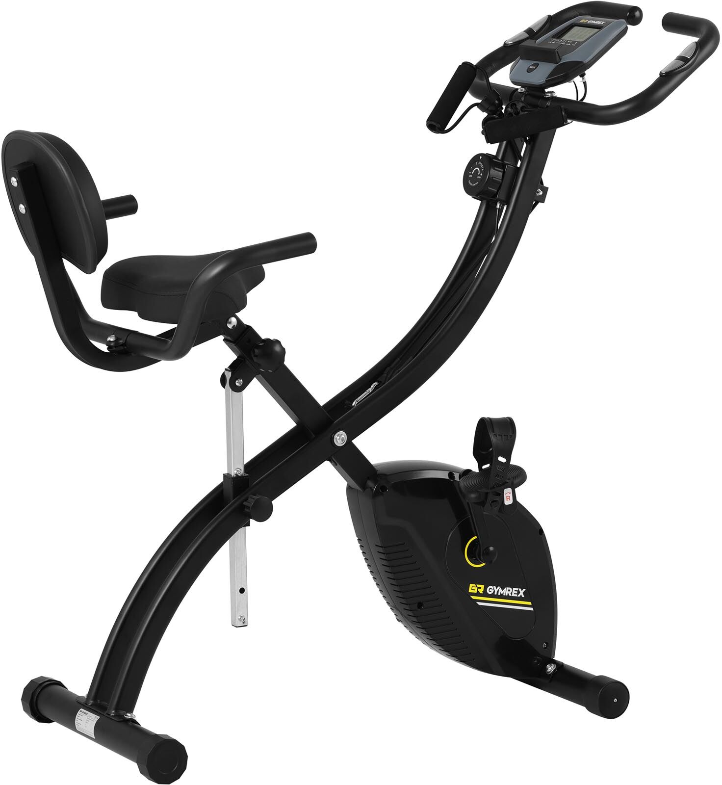 Gymrex Cyclette professionale richiudibile con schienale e impugnatura aggiuntiva - Nera GR-MG36