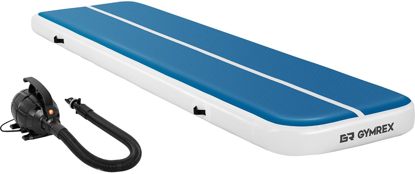 Gymrex Set tappetino da ginnastica gonfiabile con pompa inclusa - Airtrack - 400 x 100 x 20 cm - 200 kg - blu/bianco GR-ATM5-SET Gymrex Set tappetino da ginnastica gonfiabile con pompa inclusa - Airtrack - 400 x 100 x 20 cm - 200 kg - blu/bianco GR-ATM5-SET