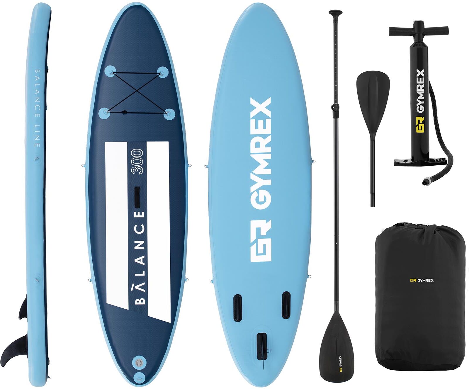 Gymrex SUP gonfiabile - 135 kg - blu/blu marino- Set con remo e accessori GR-SPB300 Gymrex SUP gonfiabile - 135 kg - blu/blu marino- Set con remo e accessori GR-SPB300