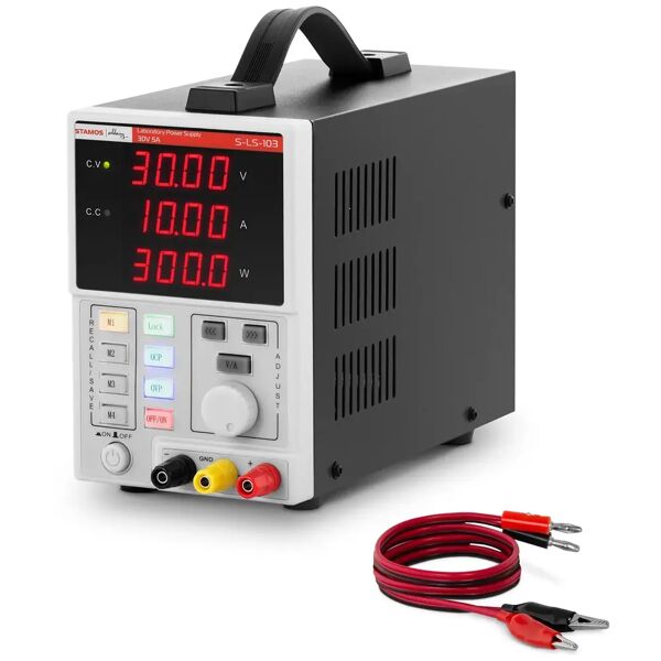 stamos soldering alimentatore da banco - 0 - 30 v - 0 - 10 a dc - 300 w - 4 posizioni di memoria - display led a 4 cifre s-ls-103