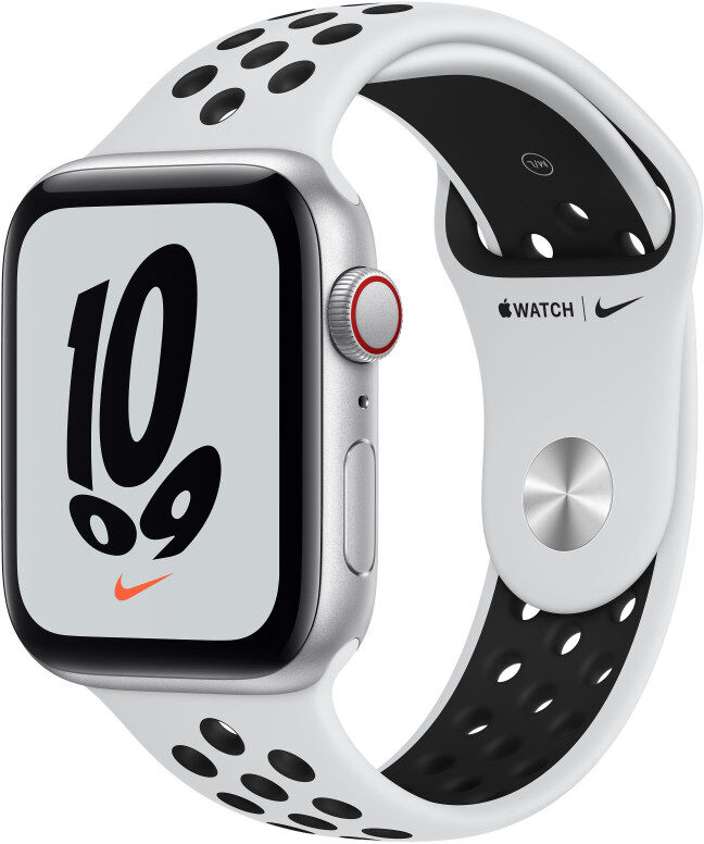 Apple Watch Nike SE GPS + Cellular Cassa in Alluminio Argento con Cinturino Sport Platino/Nero 40mm