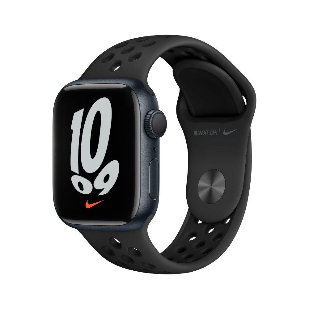 Apple Watch Nike Serie 7 GPS + Cellular Cassa in Alluminio Mezzanotte e Cinturino Nike Sport Antracite/Nero 41mm