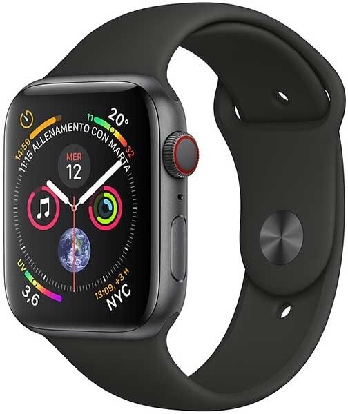 Apple Watch Series 4 Gps + Cellular Cassa In Alluminio Grigio Siderale Con Cinturino Sport Nero (44 Mm)