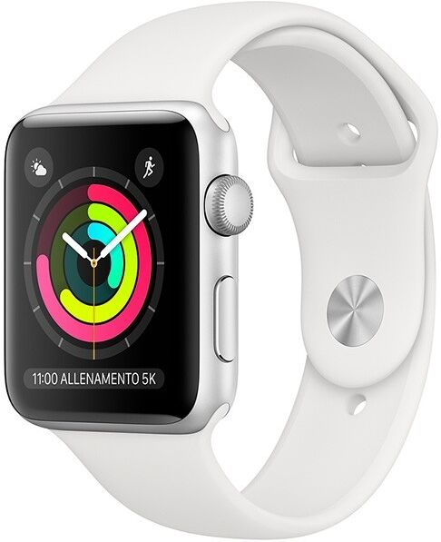Apple Watch Series 3 Gps + Cellular Cassa In Alluminio Color Argento Con Cinturino Sport Bianco (42 Mm) Apple Watch Series 3 Gps + Cellular Cassa In Alluminio Color Argento Con Cinturino Sport Bianco (42 Mm)