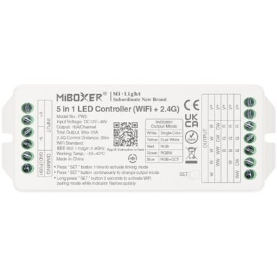 MiBoxer Dimmer Controller 5 IN 1 12/24/48V SMART PUSH e telecomando - 20A MiBoxer Dimmer Controller 5 IN 1 12/24/48V SMART PUSH e telecomando - 20A