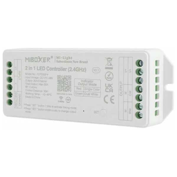 mi-light ricevitore dimmer 12/24v monocolore e cct 4-zone, sinc. aut., push dim., alta potenza max 20a