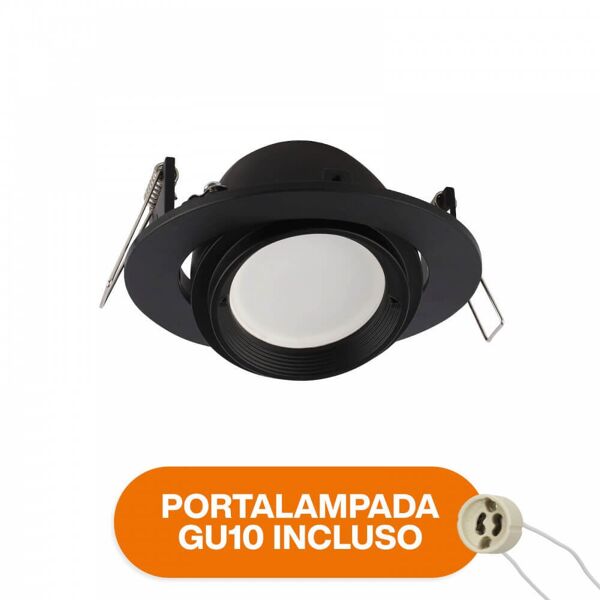 leddiretto portafaretto gu10 e mr16 orientabile tondo foro Ø95mm nero