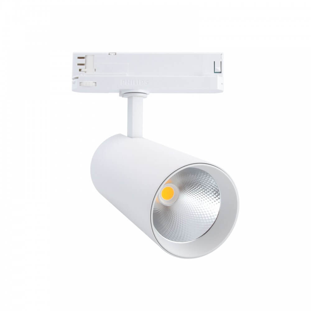 leddiretto faro led 42w per binario trifase, 38° + 60° bianco, philipx xitanium cri92