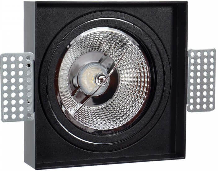 LEDDIRETTO Portafaretto da Incasso AR111 Quadrato Orientabile 148x148mm - Nero