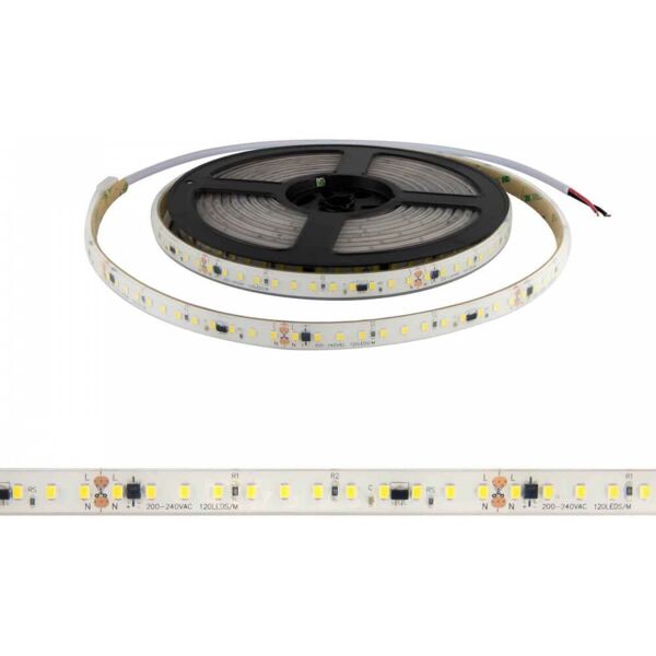 leddiretto strisce led 220v 16w/m, 120lm/w, chip philips lumileds, dimmerabile, tagl. 10cm – 5m