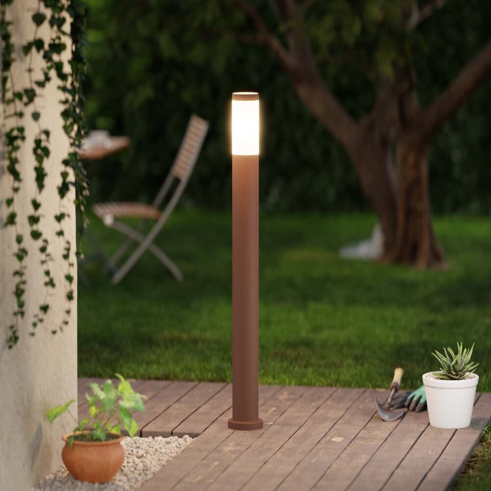 leddiretto paletto da giardino 100cm, corten, ik06, ip54, base e27