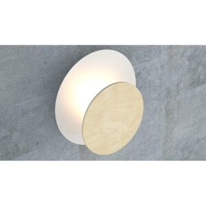 EMIBIG lighting Applique da Parete Circle, Bianca e in Legno, Luce Indiretta, Base G9