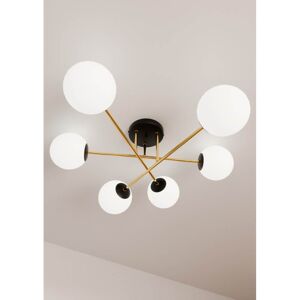 EMIBIG lighting Lampadario Magnum Nero e Oro con 6 Sfere Satinate E14 da soffitto